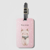 Rosa Katzen Konfetti Punkte Gepäckanhänger (Vorderseite Vertikal)