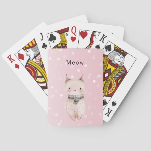 Rosa Katzen-Konfetti-Punkte Spielkarten (Rückseite)