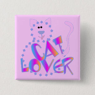 Rosa Katzen-Liebhaber-T-Shirts und Geschenke Button
