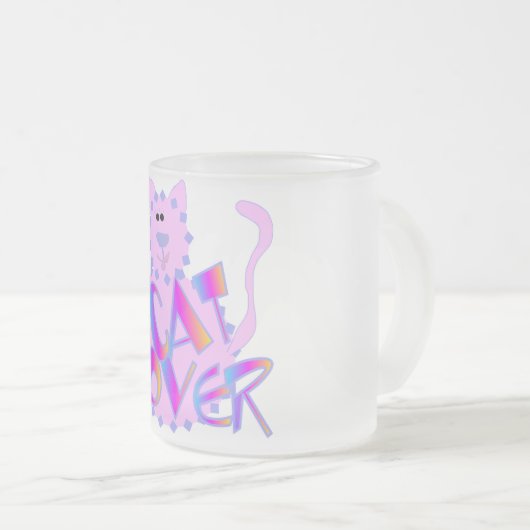 Rosa Katzen-Liebhaber-T-Shirts und Geschenke Mattglastasse (VorderseiteRechts)