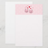 Rosa Katzen mit Liebeherzen Briefpapier (Vorne/Hinten)