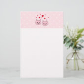 Rosa Katzen mit Liebeherzen Briefpapier (Stehend Vorderseite)