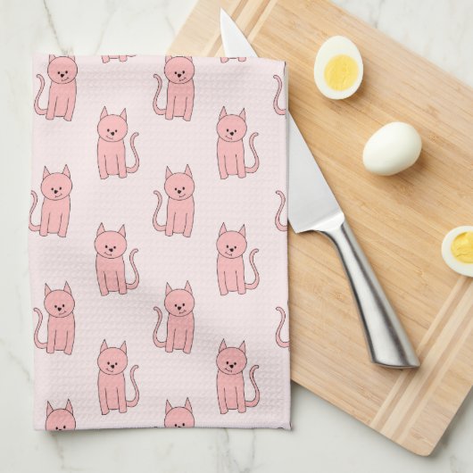 Rosa Katzen. Muster Handtuch (Viertel Falte)