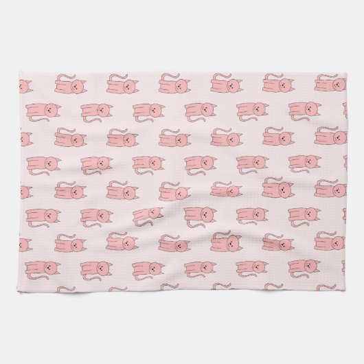 Rosa Katzen. Muster Handtuch (Horizontal)