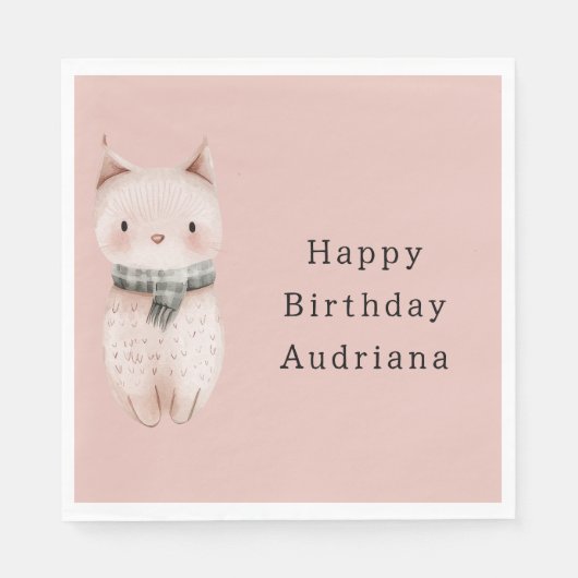 Rosa Katzen Serviette (Vorderseite)