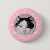 Rosa Katzen-Tatze druckt Rahmen-Haustier-Foto Button (Vorderseite)