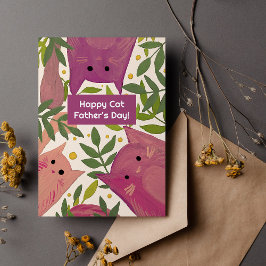Rosa Katzen und Äste Happy Cat Vatertag Feiertagskarte