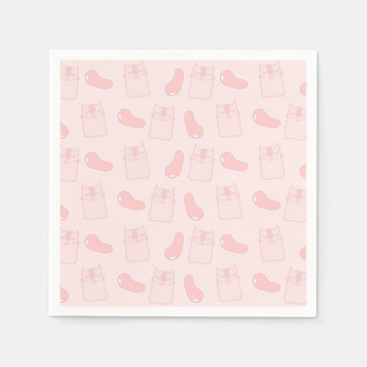 Rosa Katzen und Jellybeeren Muster Serviette (Vorderseite)