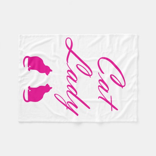 Rosa Katzenfrau Fleecedecke (Vorderseite (Horizontal))