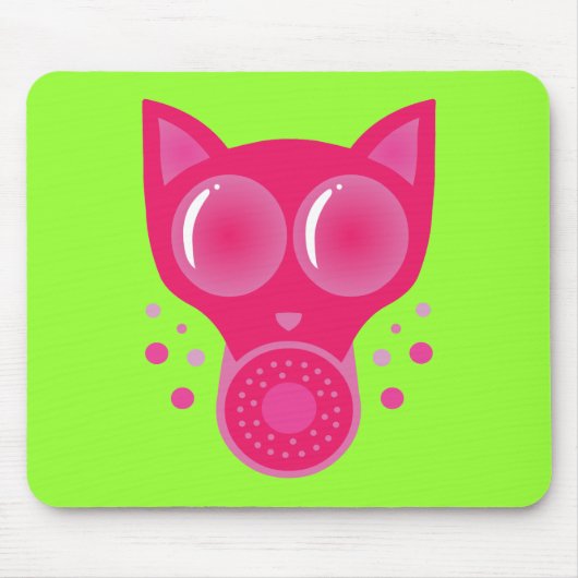 Rosa Katzengasmaske Mousepad (Vorne)