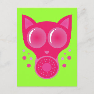 Rosa Katzengasmaske Postkarte