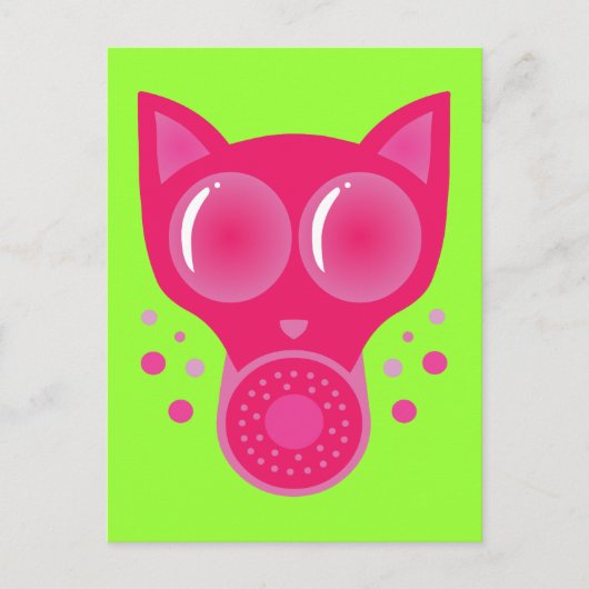 Rosa Katzengasmaske Postkarte (Vorderseite)