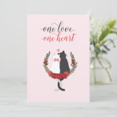 Rosa Katzenherz Valentinstag Feiertagskarte (Stehend Vorderseite)