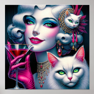 Rosa Katzenlady Poster