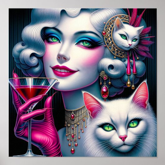 Rosa Katzenlady Poster (Vorne)