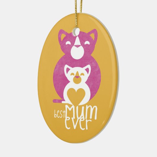 Rosa Katzenmamma Keramikornament (Links)