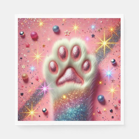 Rosa Katzenpferd Glitzer Servietten! Serviette (Vorderseite)