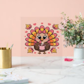 Rosa Kawaii Erntedank Truthühner Klassischer T - S Acrylschild (Hochzeit)