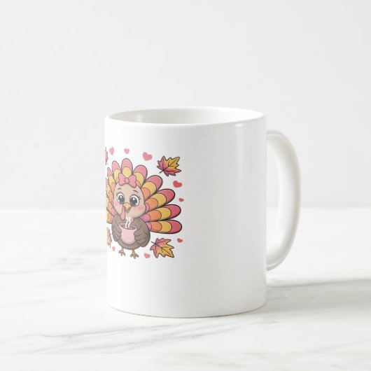 Rosa Kawaii Erntedank Truthühner Klassischer T - S Kaffeetasse (VorderseiteRechts)