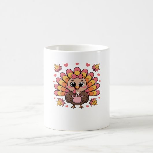 Rosa Kawaii Erntedank Truthühner Klassischer T - S Kaffeetasse (Mittel)