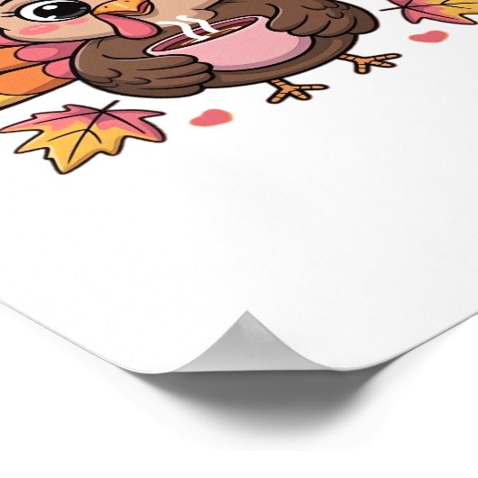 Rosa Kawaii Erntedank Truthühner Klassischer T - S Poster (Ecke)