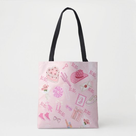 Rosa Kawaii Mädchen-Tasche. Tasche (Vorderseite)