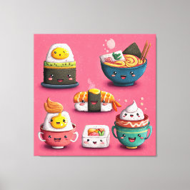 Rosa Kawaii Sushi Fest Leinwanddruck