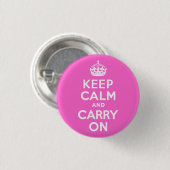 Rosa Keep Calm and Carry On Button (Vorne & Hinten)