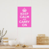 Rosa Keep Calm and Carry On Poster (Küche)