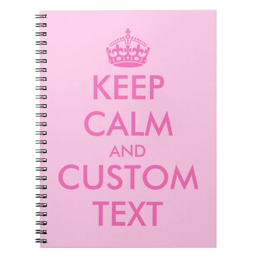 Rosa Keep Calm Notizbuch | Personalisierter Text Notizblock (Vorderseite)