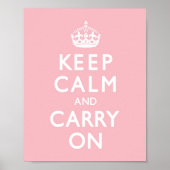 Rosa Keep Calm und Mach Weiter Poster (Vorne)