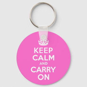 Rosa Keep Calm und Mach Weiter Schlüsselanhänger
