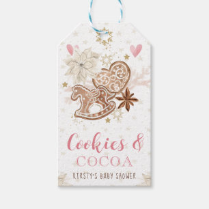 Rosa Kekse und Kakao-Baby-Shower Geschenkanhänger