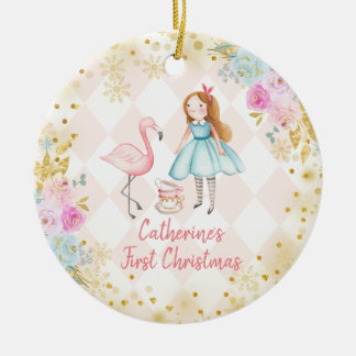 Rosa Keramik Alice Ornament