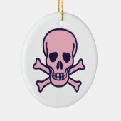 Rosa Keramik mit weißer, runder Skulptur Keramik Ornament (Rechts)