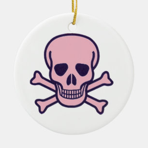Rosa Keramik mit weißer, runder Skulptur Ornament