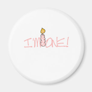 Rosa Kerze bin ich ein Geburtstag Magnet