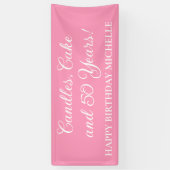 Rosa Kerzen, Kuchen 50 Jahre Geburtsname Banner (Vertikal)