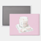 Rosa Kerzen mit blassrosa Rosenblättern Magnet (Vorderseite/Rückseite)