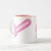 Rosa Kettensäge der Liebe Zweifarbige Tasse (Vorderseite Links)