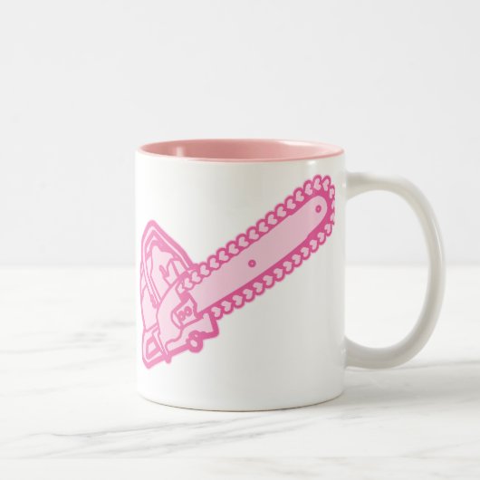 Rosa Kettensäge der Liebe Zweifarbige Tasse (Rechts)