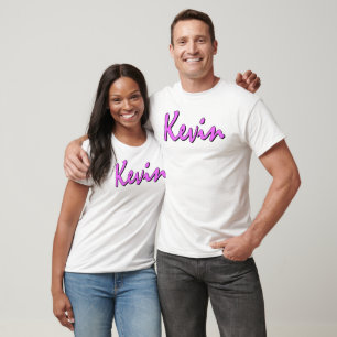 Rosa Kevin-Logo auf der weißen Tank-Oberseite T-Shirt
