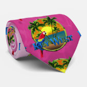 Rosa Key West-Sonnenuntergang Krawatte (Gerollt)