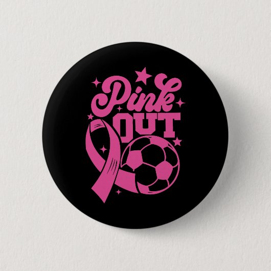 Rosa Kick For A Cure Fußball Brustkrebs Pink Button (Vorderseite)