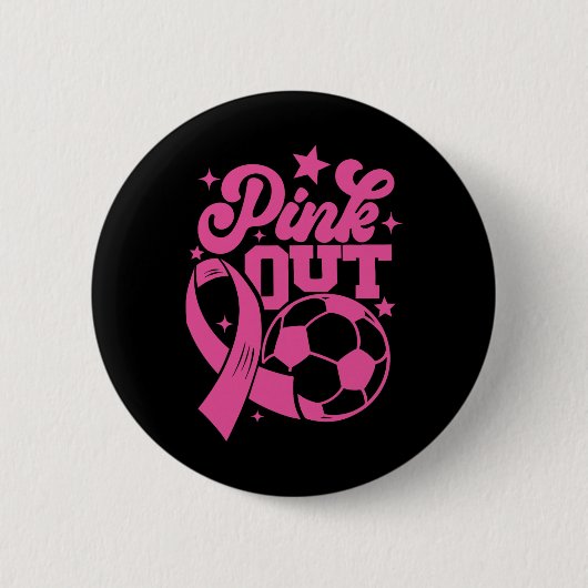 Rosa Kick For A Cure Fußball Brustkrebs Pink Button (Vorderseite)