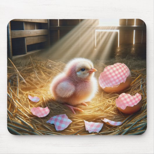 Rosa Kick mit Gingham Eggshell Mousepad (Vorne)