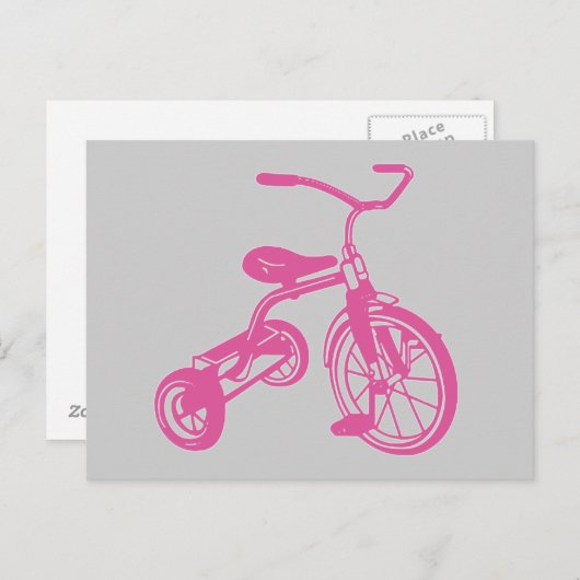 Rosa-Kid-Tricycle Postkarte (Vorne/Hinten)