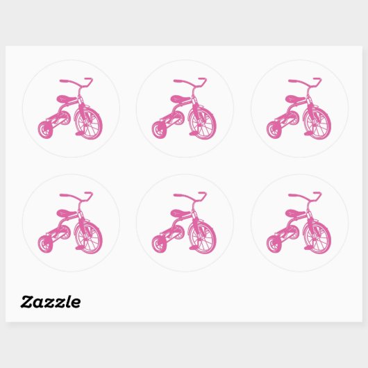 Rosa-Kid-Tricycle Runder Aufkleber (Blatt)