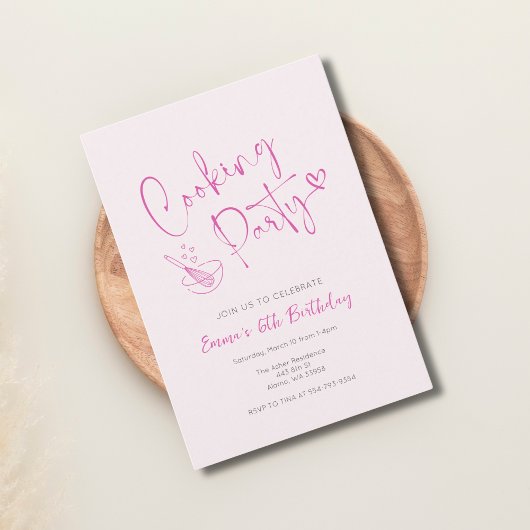 Rosa Kinder Kochen Geburtstag Einladung Vorlage