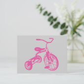 Rosa Kinderdreirad Postkarte (Stehend Vorderseite)